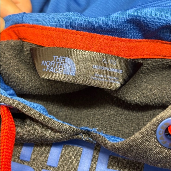 The North Face Surgent Tech Fleece Hoodie Men's XL Gray Blue Red - Picture 6 of 9